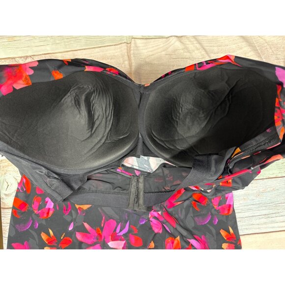 Swimsuits For All Size 46G Womens Floral Underwire Bra Tankini Top Nylon/Spandex - Picture 7 of 9